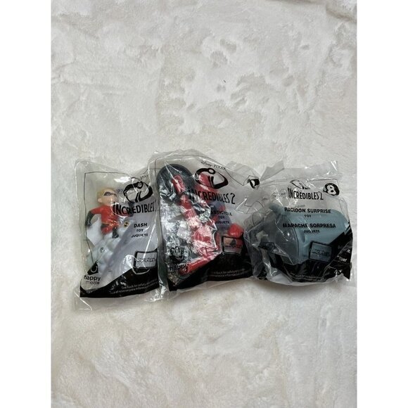 McDonald’s Disney The Incredibles 2 Elasticycle 2 Dash 3 Raccoon Surprise 8 NWT - Picture 1 of 4